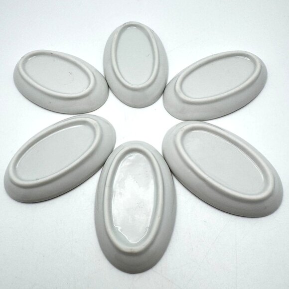 Hand Painted Porcelain Salt Cellar Butter Pats Vintage Set Of 6 Floral Design - Picture 2 of 9